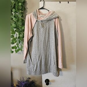 Gray and Pink Hooded Sweatshirt
